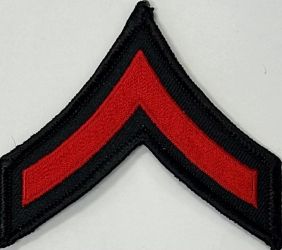 "PVT" PRIVATE CHEVRON RED on BLACK - SOLD IN PAIRS